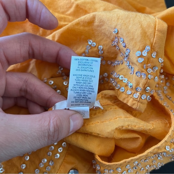 Old Navy Sequin Embroidered Orange Long Sleeve Top Lightweight-Women’s Size XL - Picture 7 of 7